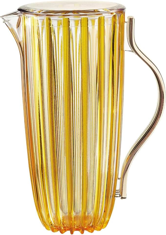 GUZZINI - Karaffe Mit Deckel "Dolcevita" , Bio-Based Plastic, Amber, 19,5x13xh27, Durchsichtig,gelb,weiß