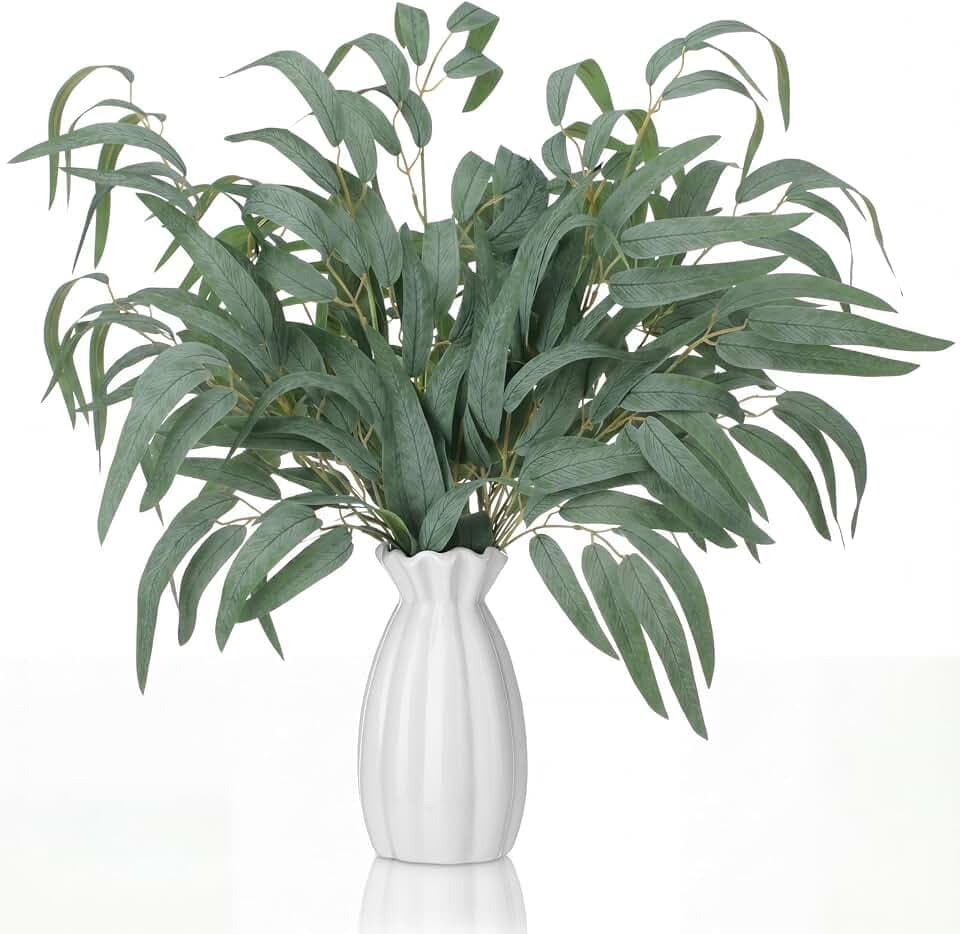 Suncalla 12 Pcs Faux Eucalyptus Stems Willow Eucalyptus Leaves 36 Inch