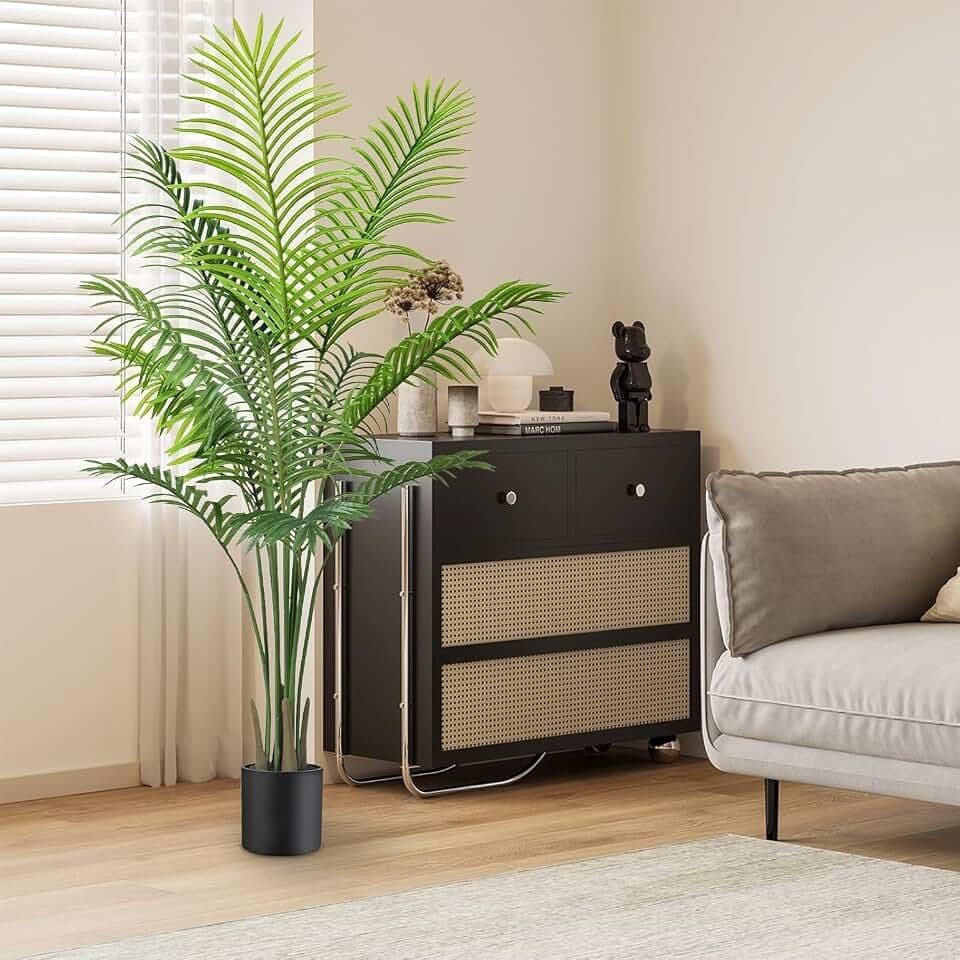 AnTing Künstliche Palme für den Innenbereich, 152 cm, mit 13 Stämmen, hohe künstliche Tropische Palme im Topf, künstliche Areca-Palme für Zuhause, Büro, Wohnzimmer, Dekoration, Geschenk (1 Packung)