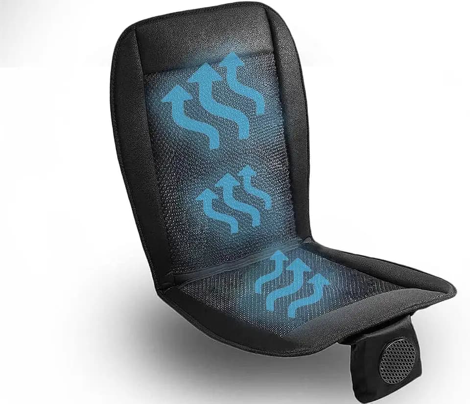 VaygWay Cooling Car Seat Cover- Premium Quality Black Comfortable 12V Cooling Car Seat Cushion- Breathable Adjustable Temperature Cooling Cushion for Car, Van, Home (1 Pack)