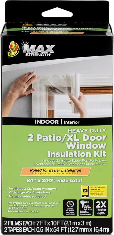 Duck Brand MAX Strength Window Insulation Kit, 84in x 120 in, 2 Pack- Clear