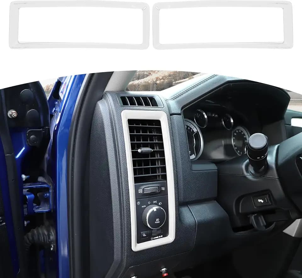 RT-TCZ for RAM Dash Air AC Vents Trim Cover Frame for Dodge RAM 2010-2017 White Interior Accessories 2pcs