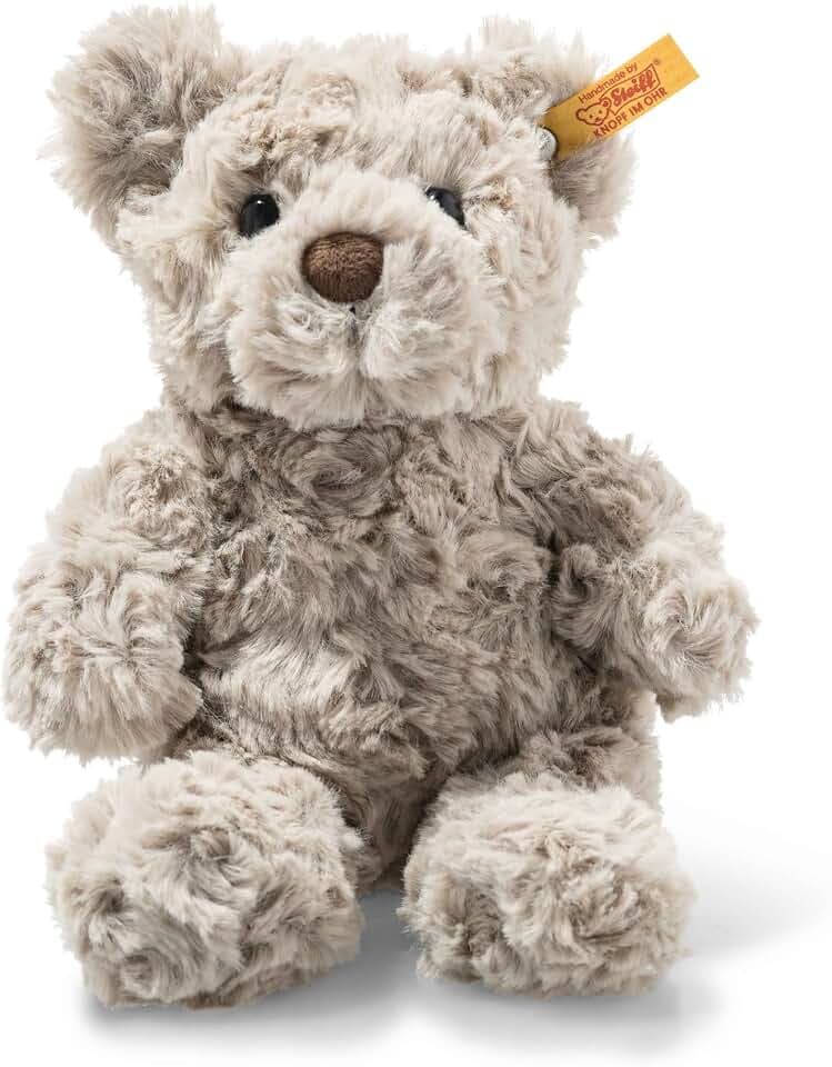 Steiff Soft Cuddly Friends Honey Teddybär hellgrau 18 cm, Teddy aus flauschigem Plüsch, Grau