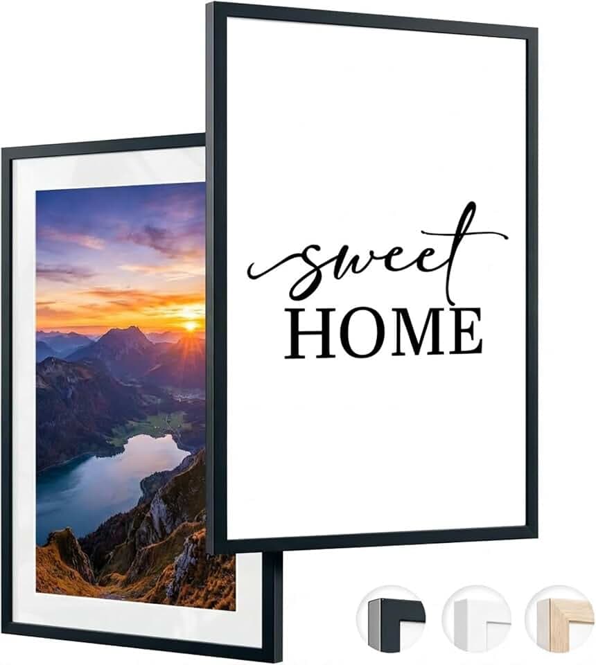 edihome, Bilderrahmen A3, (2 Stück), 29,7 x 42, Holz, Photo Frame, Rahmen din a3, für Diplome, bruchsicheres Acrylglas, für Poster und Bilder, Hoch- und Querformat (Schwarz, 2 Stück)