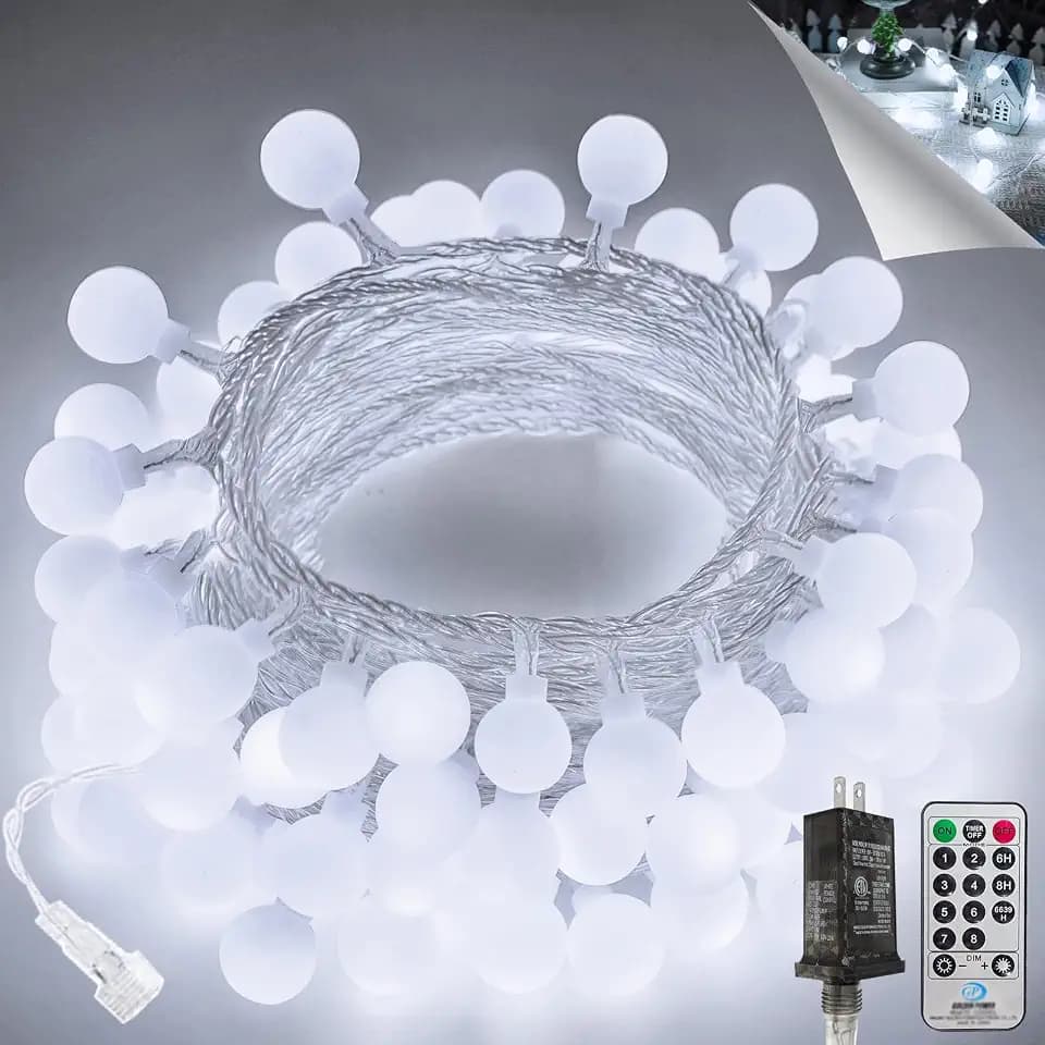 Connectable 43FT 100LED Globe String Lights Indoor, Christmas Lights