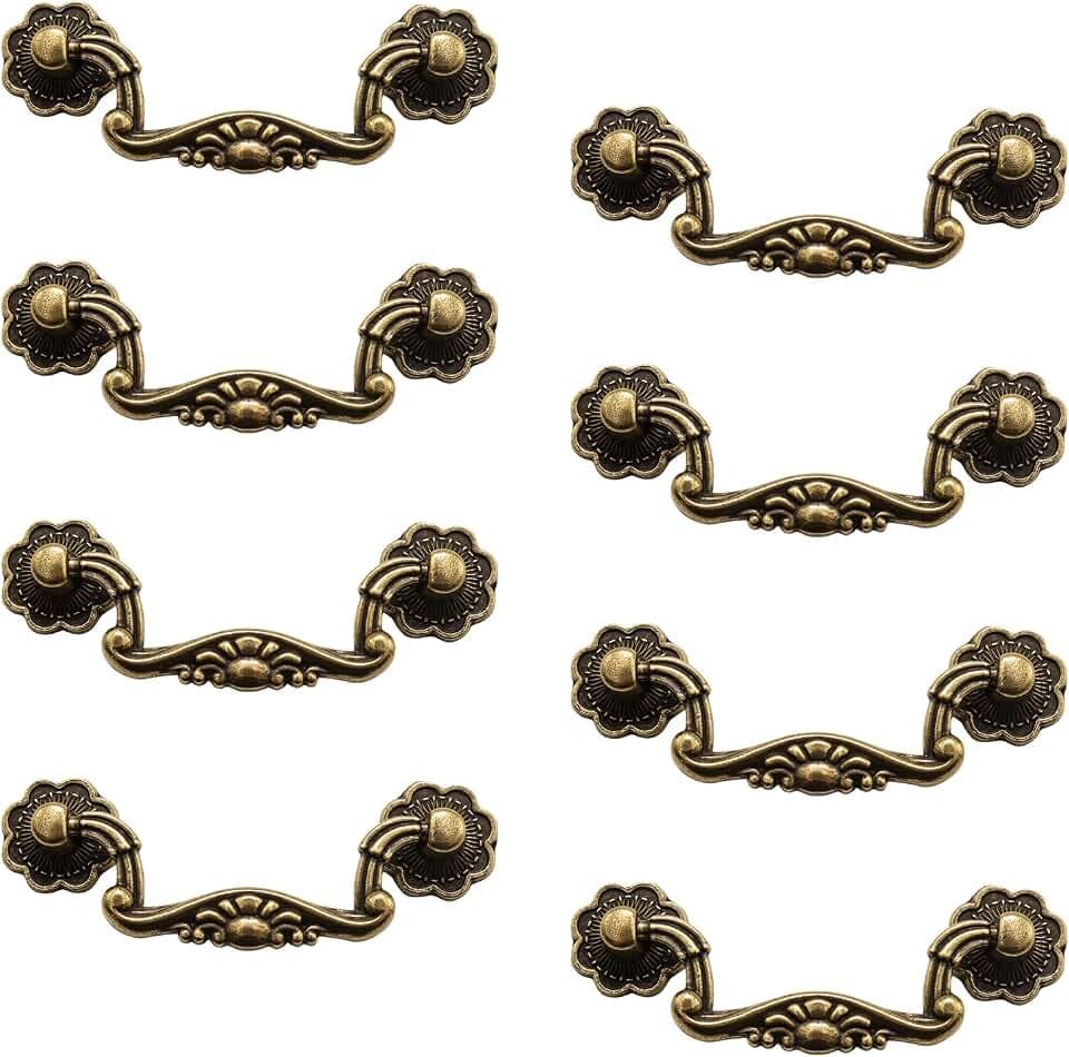 8 Pcs 3 Inch P01 Antique Brass(Gold) Cabinet Handle Drawer Pulls