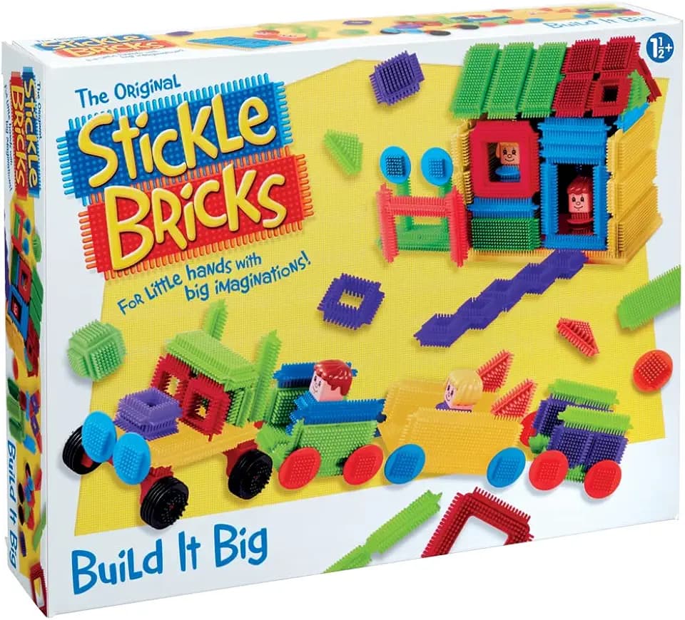 Stickle Bricks großer Baukasten, 84 Teile – Stimulieren Sie Fantasie und motorische Fähigkeiten mit vielseitigem Bauset, Robustes und sicheres Konstruktionsspielzeug für Kinder ab 3 Jahren