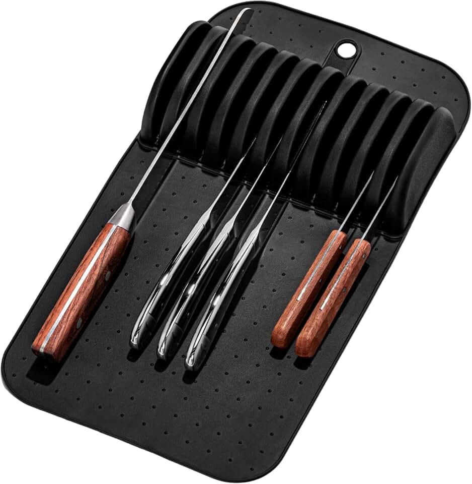 madesmart Classic In Drawer Knife Mat, 11 Knives, Carbon