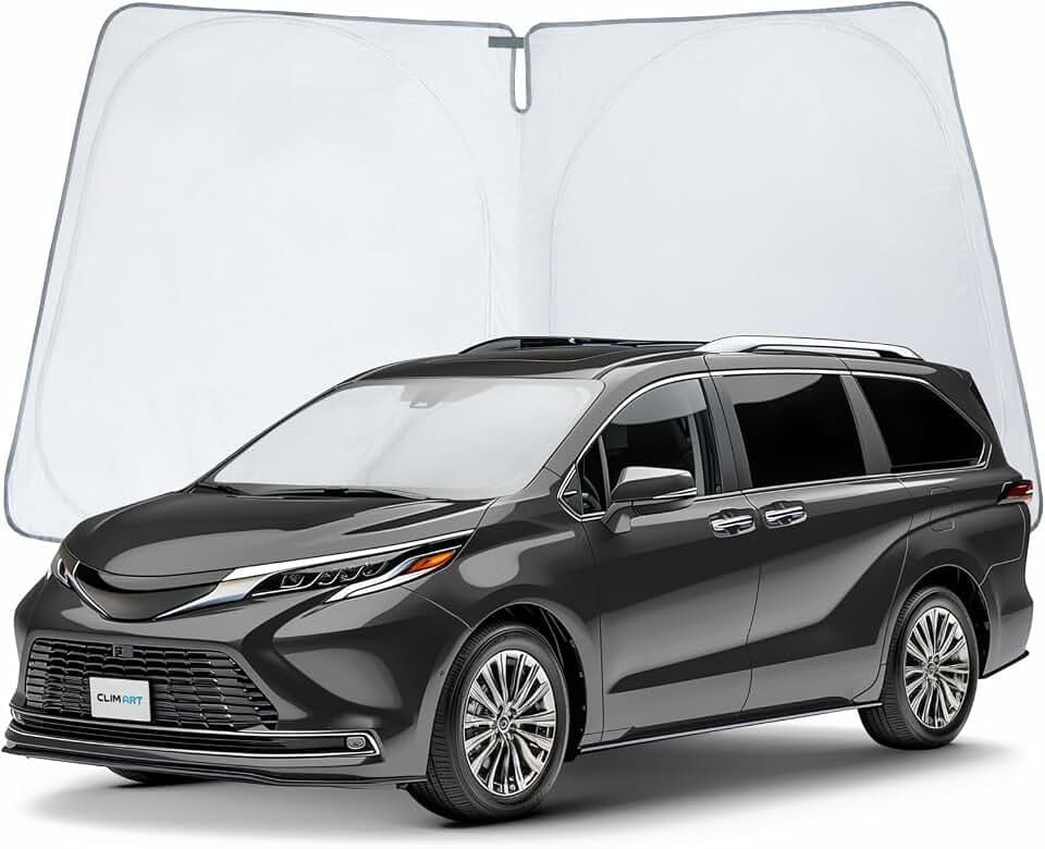 CLIM ART Windshield Sun Shade for Toyota Sienna 2021-2026, Custom-Fit Foldable Car Sunshade, Vehicle Sun Protector, Front Auto Windshield Cover, Car Accessories - WS8009