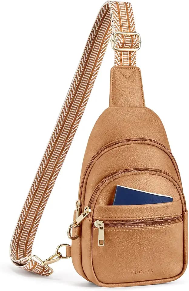 CHOLISS Anti Theft Small Sling Bag for Women and Men RFID Leather Crossbody Bags Fanny Pack Chest Bag Travel Purse Daypacks