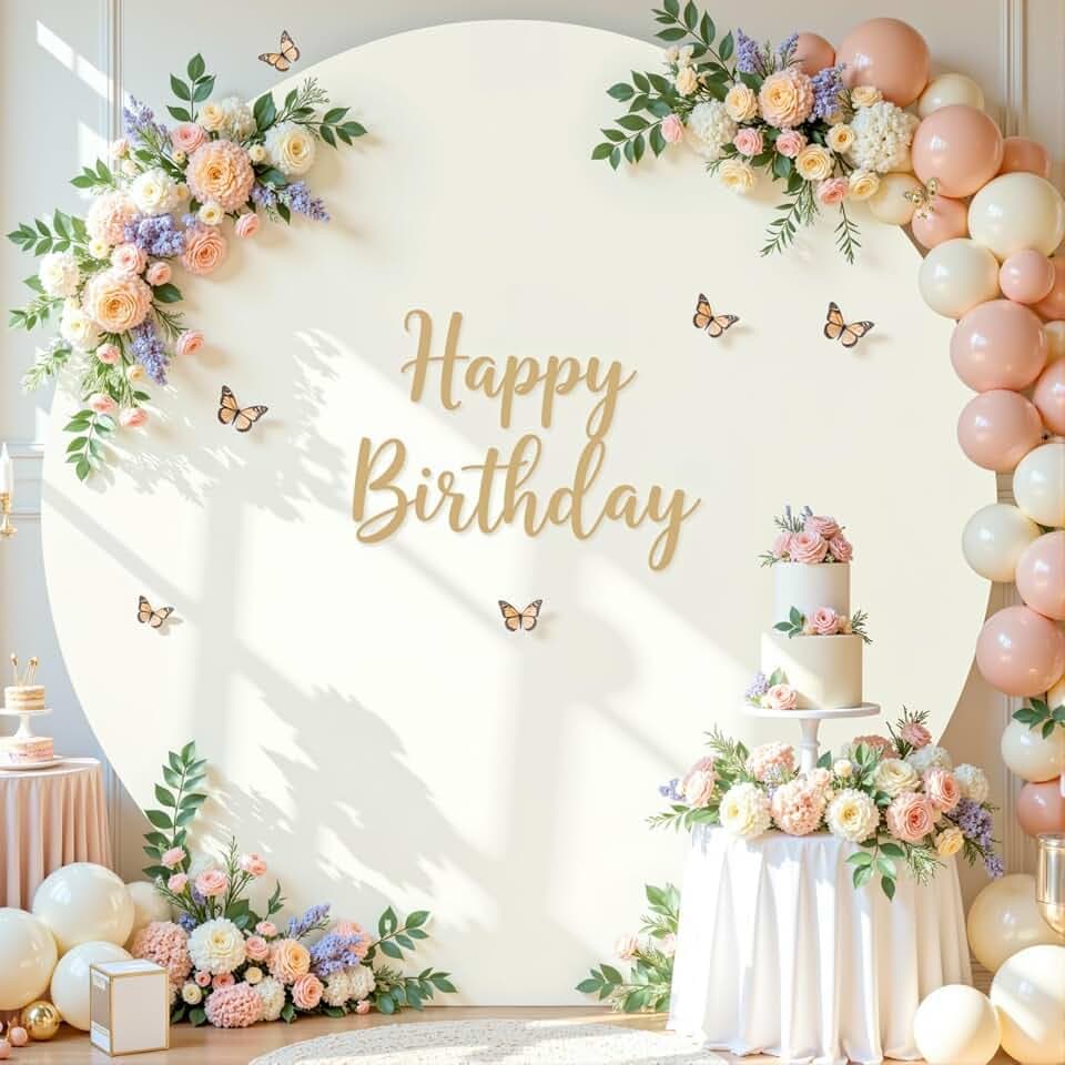 Ivory Round Backdrop Cover 6.6FT Cream Circle Arch Backdrop Cover Baby Shower Birthday Party Balloon Wedding Photo Background Circle Round Arch Stand Cover Fabric Spandex
