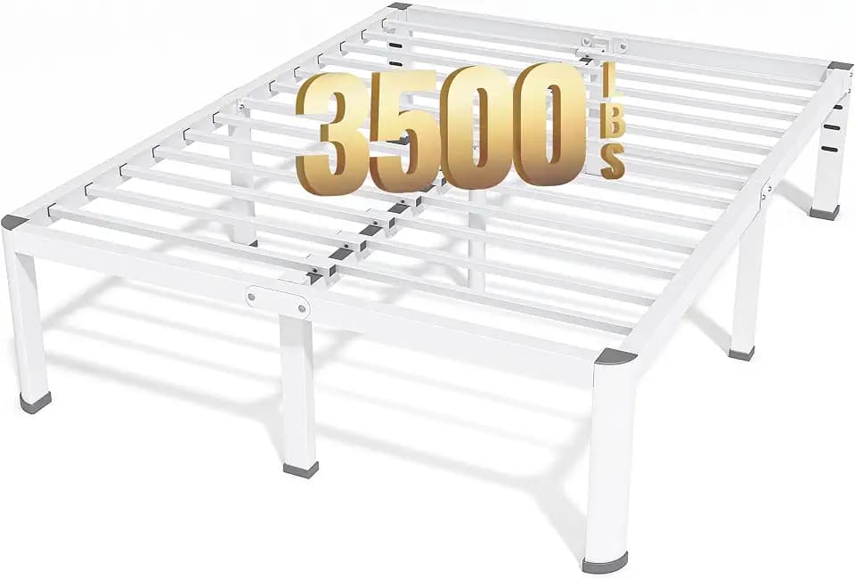 Superay 18 Inch Queen Size Metal Platform Bed Frame with Round Corners Leg