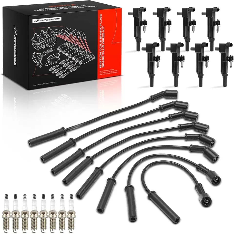 A-Premium 8 Ignition Coil with 8 Wire and 16 Iridium Spark Plug