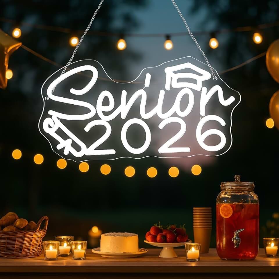 Huquary Senior 2026 Neon Sign Graduation Neon Sign Backdrop Decor