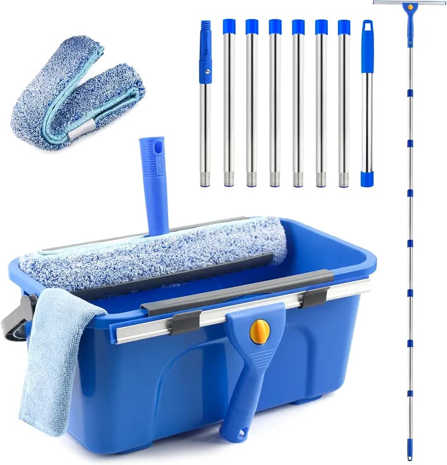 10Ft Professional Window Cleaning Kit with Bucket for Home & Commercial