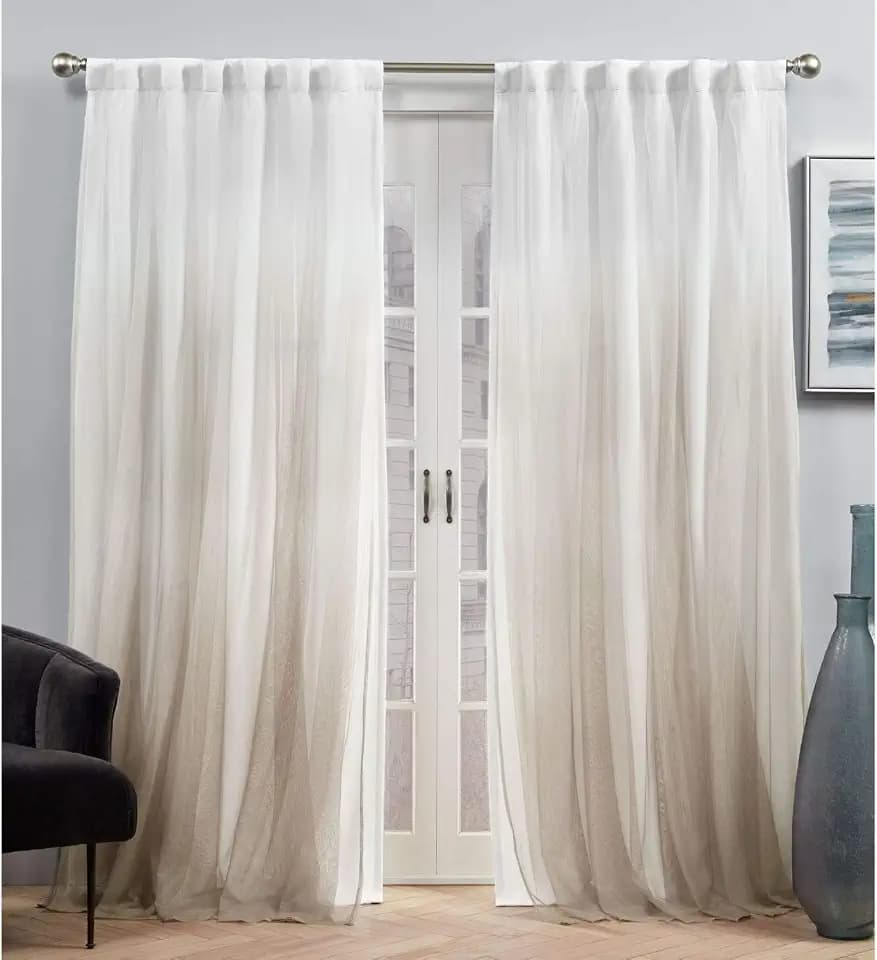 Exclusive Home Curtains EH8462-02-2-84H Crescendo Lined Blackout Hidden Tab Top Curtain Panel Pair, 52x84, Champagne
