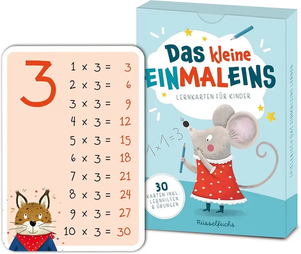 Das Kleine Einmaleins mit Zahlenreihen 1-10 - Mal-Rechnen für Grundschüler - 30 Lernkarten für Kinder inkl. Lernhilfen und Übungen - 1x1 Lernen - DIN A6