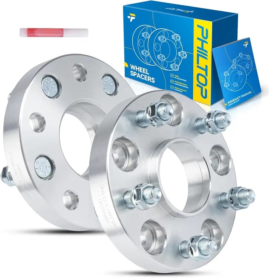 PHILTOP 5x5 Wheel Spacer 1" Hub Centric Wheel Spacers for 1991-1998 C1500, 2022-2024 Grand Cherokee, 1988-1998 C1500, 2024-2025 Durango, 2011-2021 Grand Cherokee, M14x1.5 Studs, Hub Bore 71.5mm - 2pcs