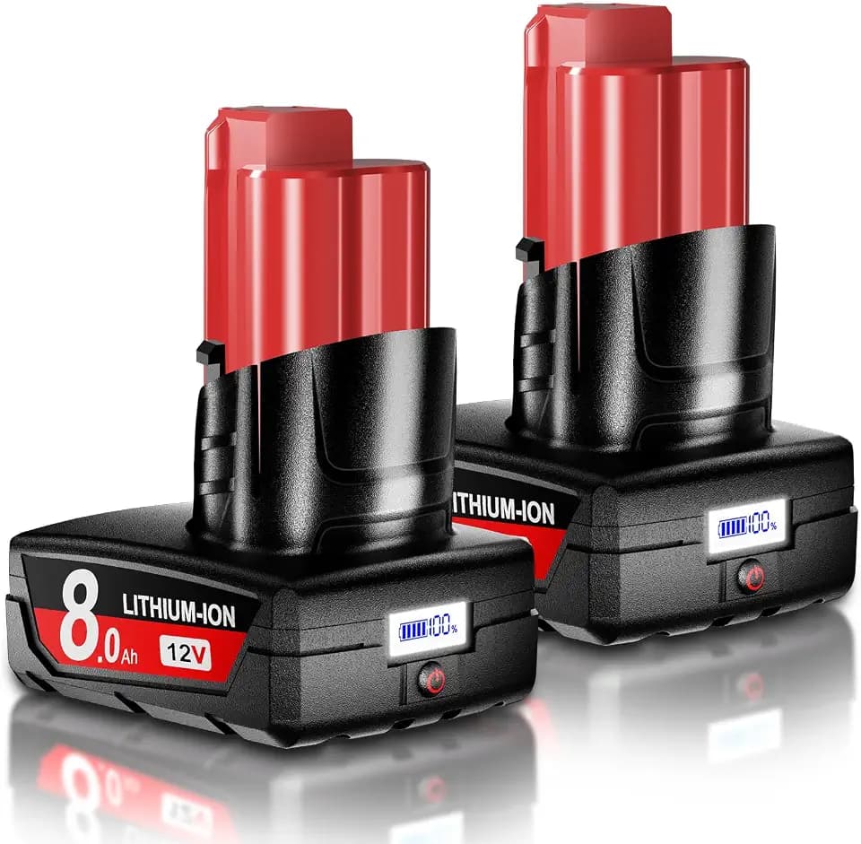 Bonacell 2Pack 8.0Ah 12V Replacement for Milwaukee M12 Battery LCD Display Compatible with Milwaukee 12 Volt Battery 48-11-2411 48-11-2402 48-11-2440 48-11-2411 Cordless Tools