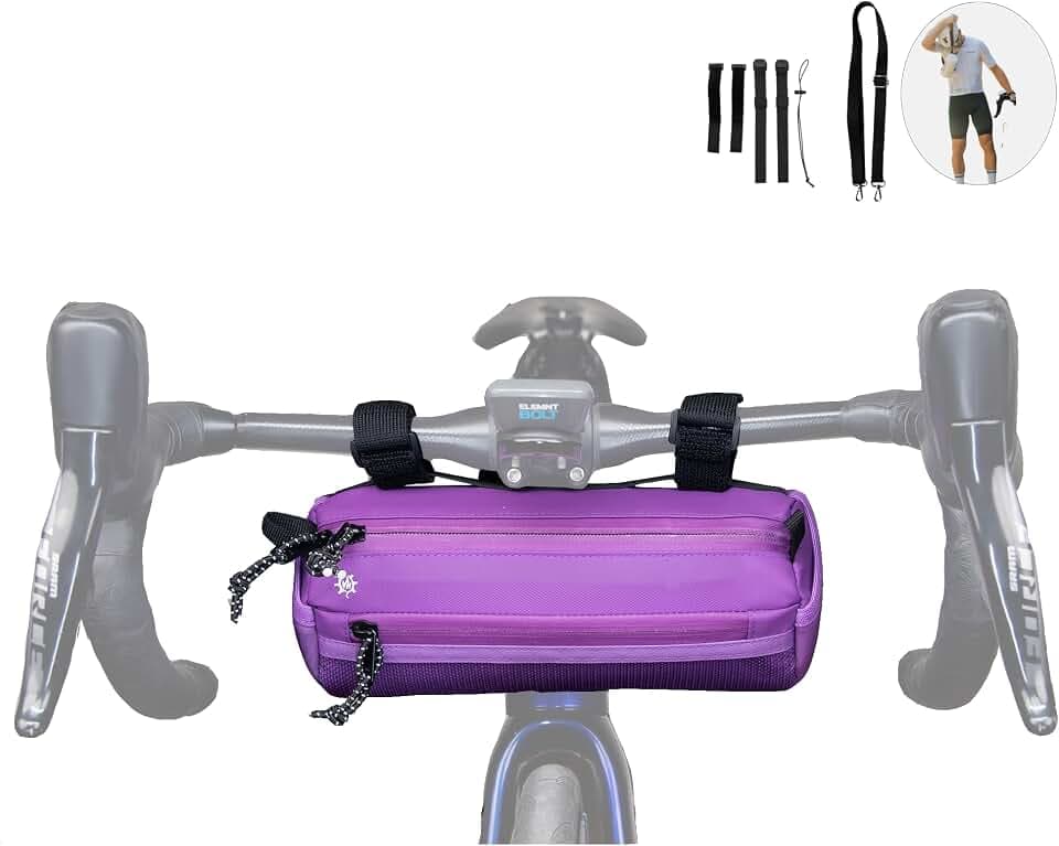 Lumiere & Co. Fahrrad-Lenkertasche mit 2 Riemen & Handyfach (Lila, M)