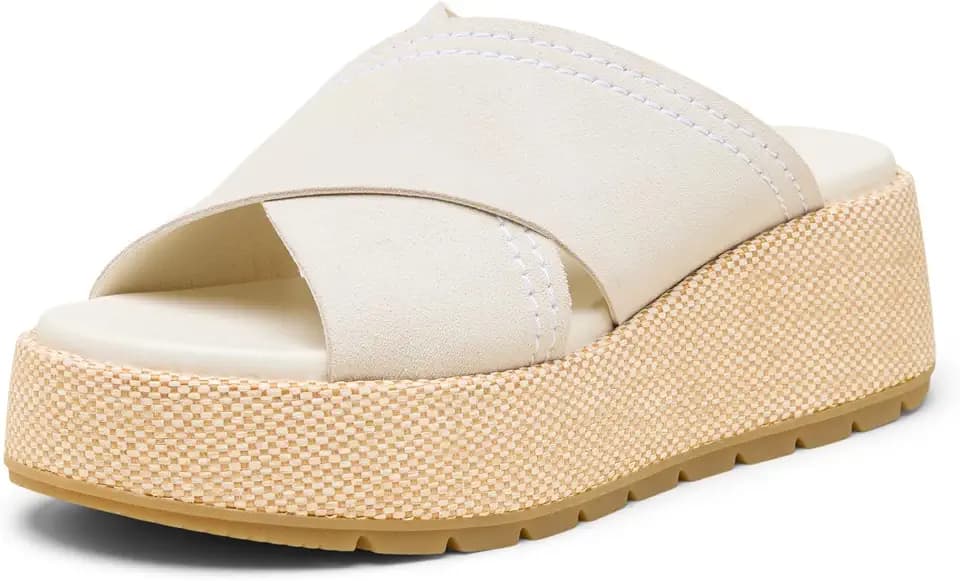 Sorel Women's Sunpeak Platform Slide, Natural/Honey White, 7 Regular