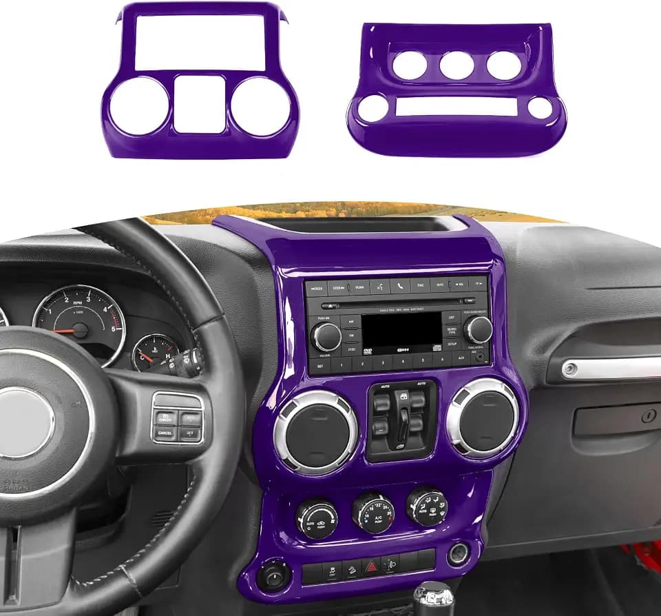 RT-TCZ for Jeep JK Purple Dash Accents Radio A/C Controls Cover Trim for Jeep Wrangler JK JKU 2011-2017 ABS Interior Accessories 2pcs