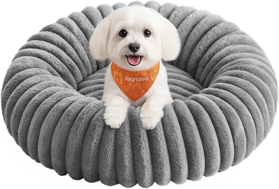 Feandrea Hundebett, 60 cm Durchmesser, waschbar, weiche Polsterung