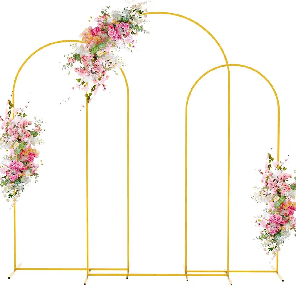 Wokceer Wedding Arch Backdrop Stand 7.2FT,6.6FT,6FT Gold Metal Arch Stand