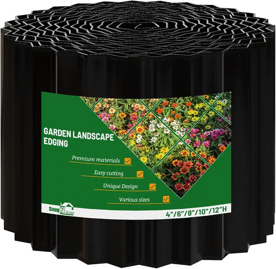 SnugNiture Corrugated Metal Garden Edging,6"×50'Sturdy Lawn Edging Border,Landscape Edging Border for Lawn, Flower Bed,Garden and Yard(Black)