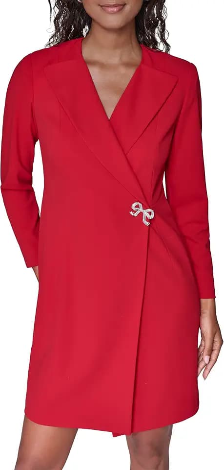 Karl Lagerfeld Women's Long Sleeve Scuba Crepe Blazer Dress