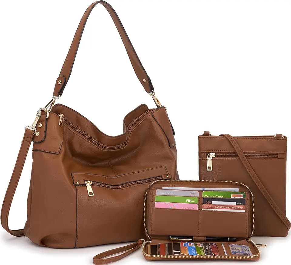 Large Crossbody Bags Hobo Purse and Wallet Set for Women Shoulder Handbags