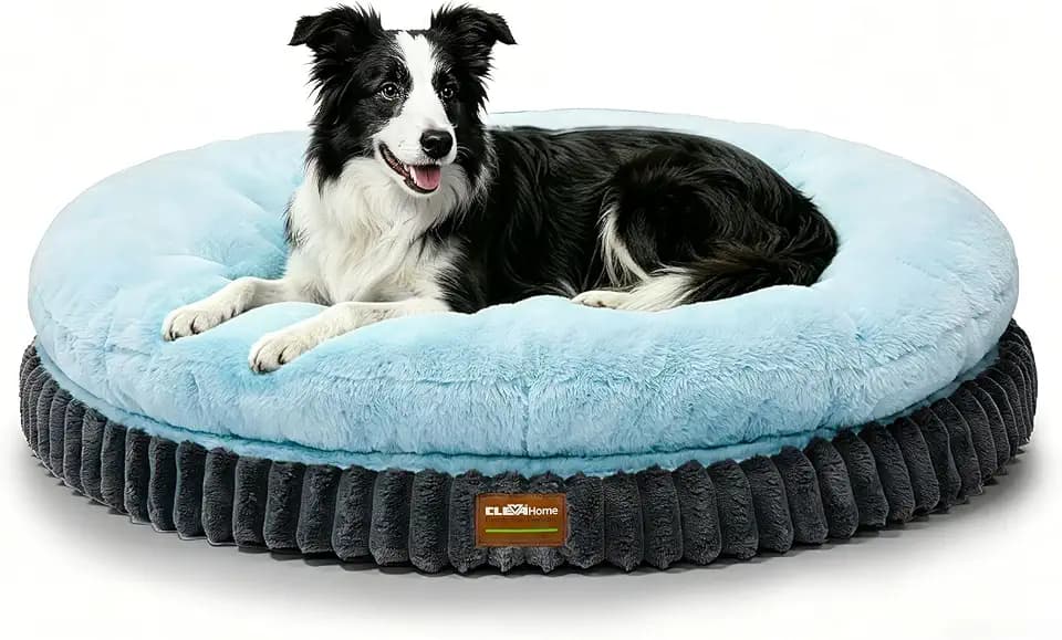 ClevaHome Orthopädisches Hundebett für große Hunde, waschbar, 91CM,Eisblau