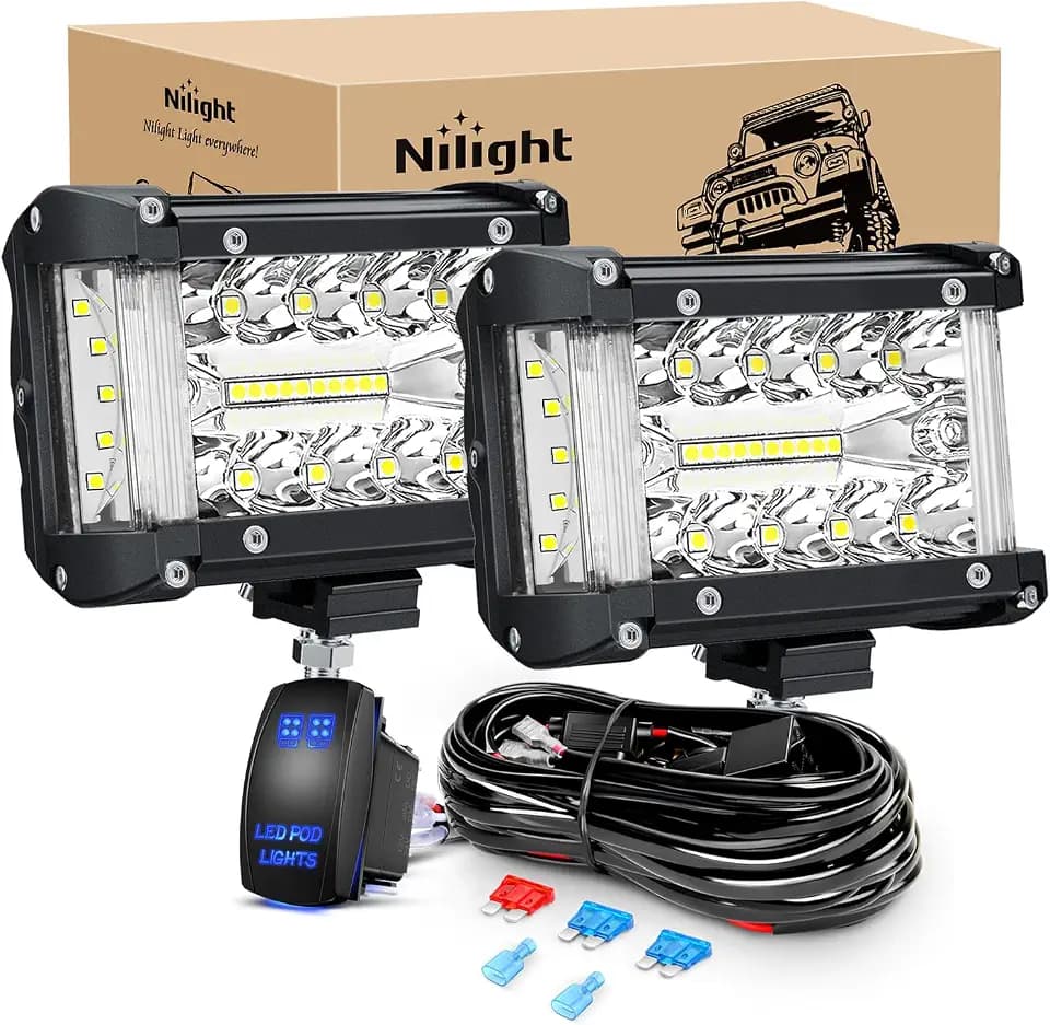 Nilight Side Shooter LED Lights 2PCS 4.3 Inch with Wiring Kit for Truck SUV