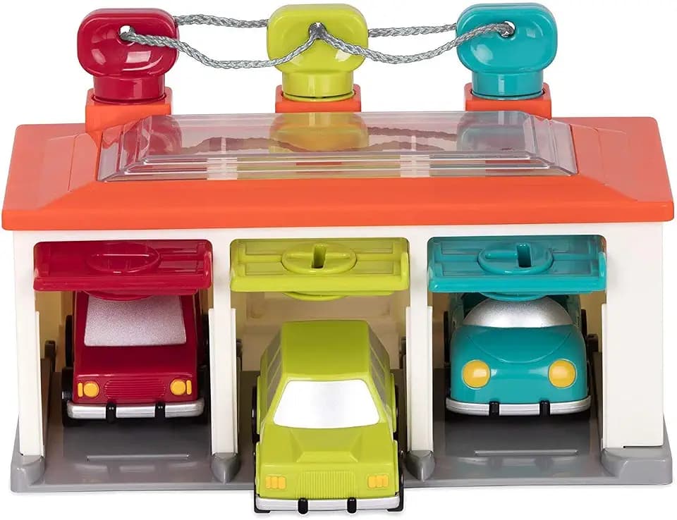 Battat 3-Car Garage, Color Sorting Push-and-Go Playset, Toddler