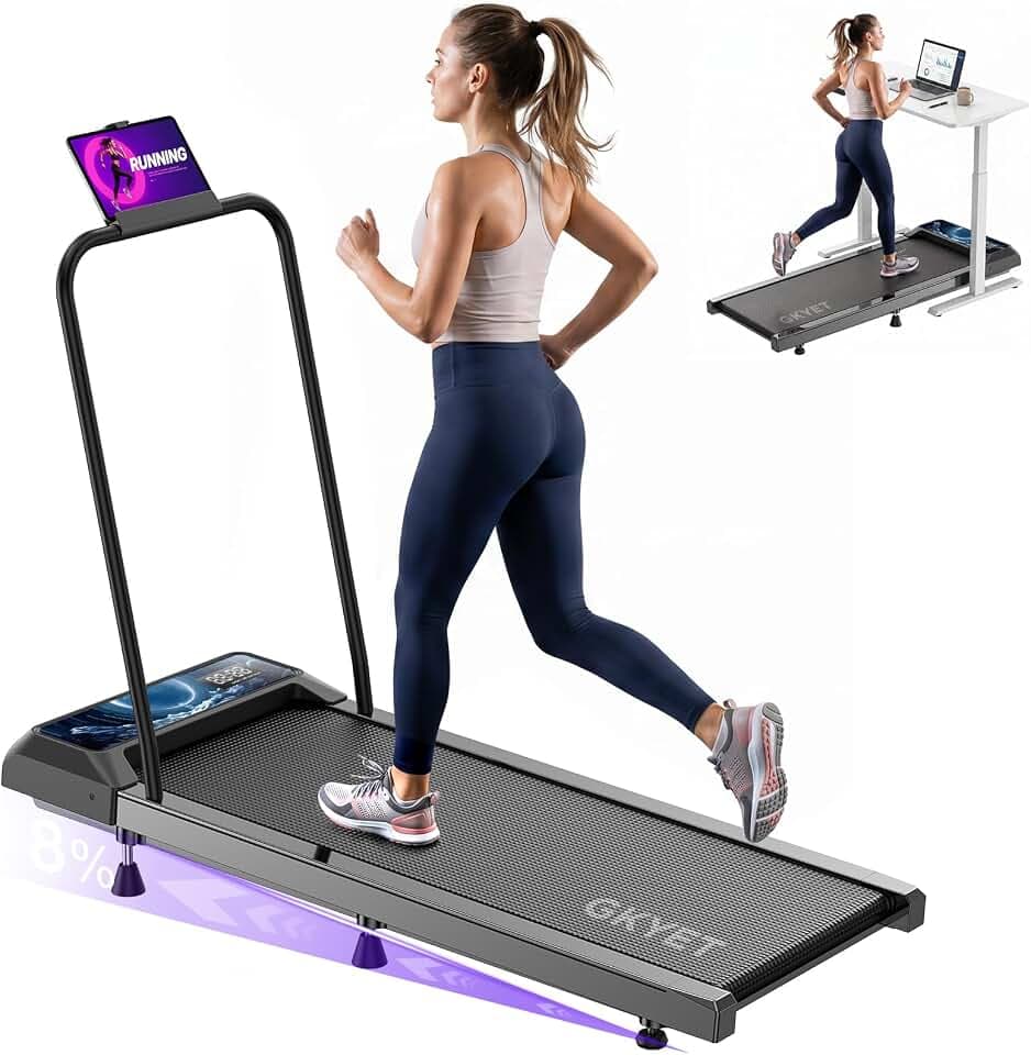 Walking Pad Treadmill with Handle Bar, 8% Incline Under Desk Treadmill