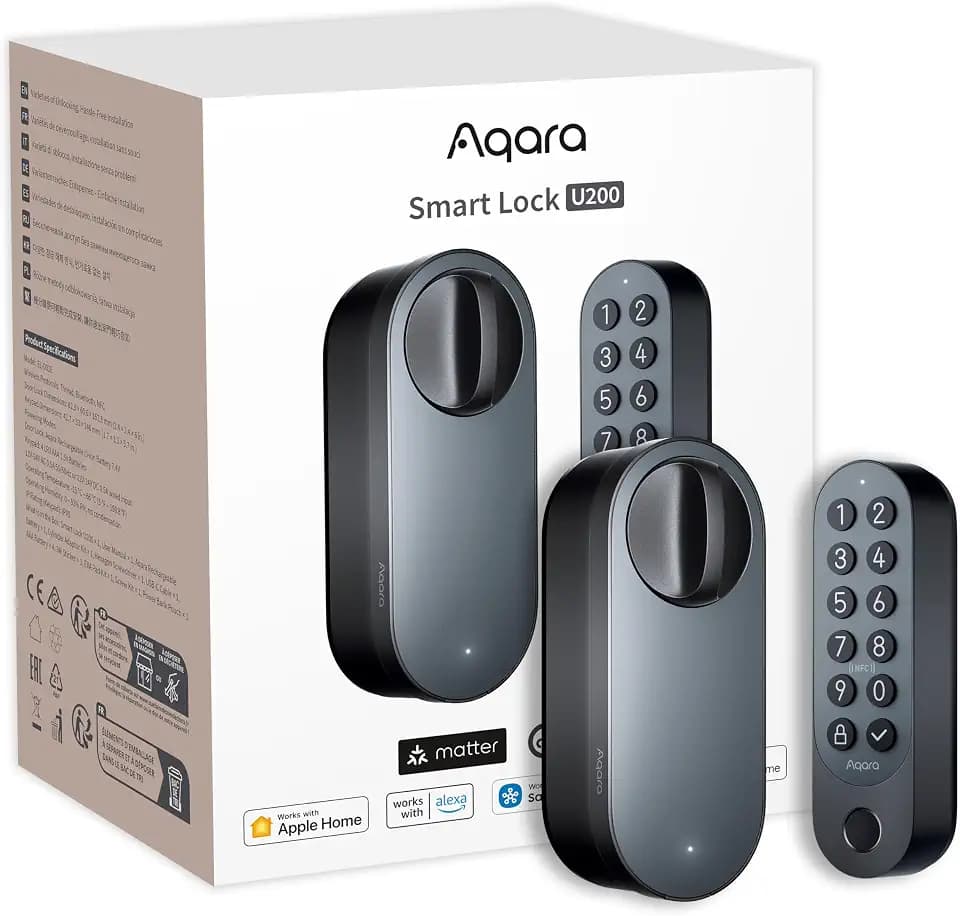 Aqara Smart Lock U200 mit Apple Home Key, Matter Over Thread, Schwarz