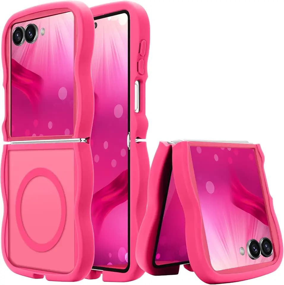 Pepmune for Samsung Galaxy Z Flip7 Case Curly Wavy Frame, Hot Pink