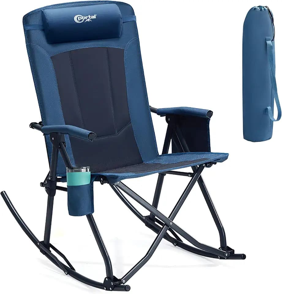 Portal Oversized Folding Rocking Camping Chair Portable Outdoor 400 lb Blue