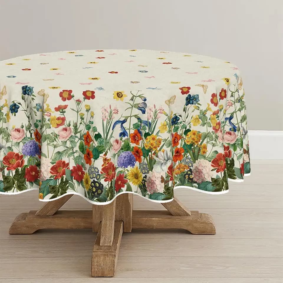 Horaldaily Spring Tablecloth 90 x 90 Inch Round Floral Flowers Watercolor