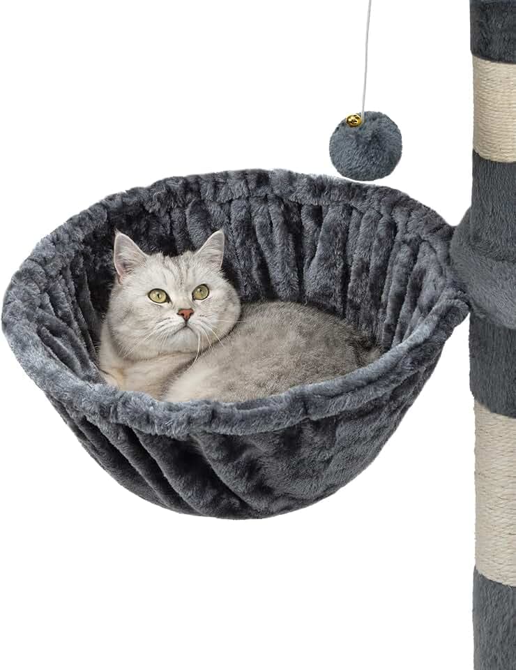 lionto Liegemulde für Kratzbaum, Katzenbett, Ø 40 cm, Tiefe 25 cm, Grau