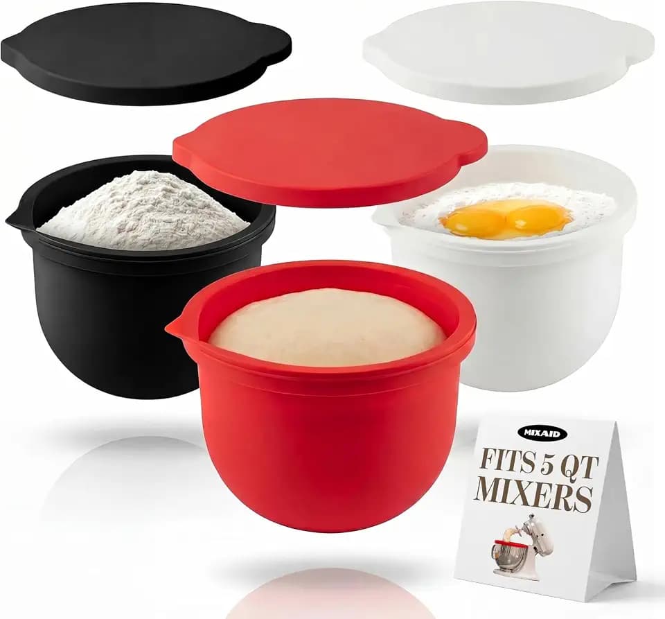 MIXAID Silicone Bowl Liner for KitchenAid Tilt-Head 5 Qt Stand Mixer, 3-Set