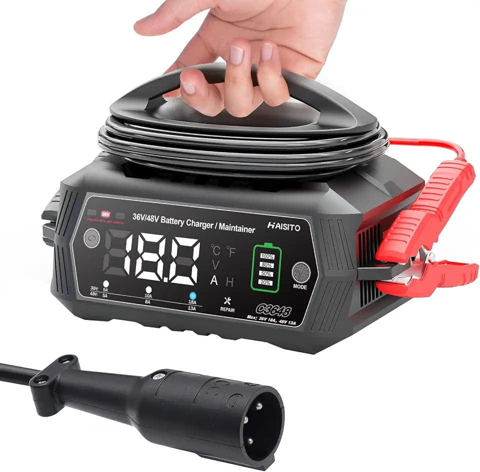 18 AMP 36/48 Volt Golf Carts Battery Charger for Club Car 3-Pin Round Plug,for Lead Acid Battery，Lithium LiFePo4 Battery