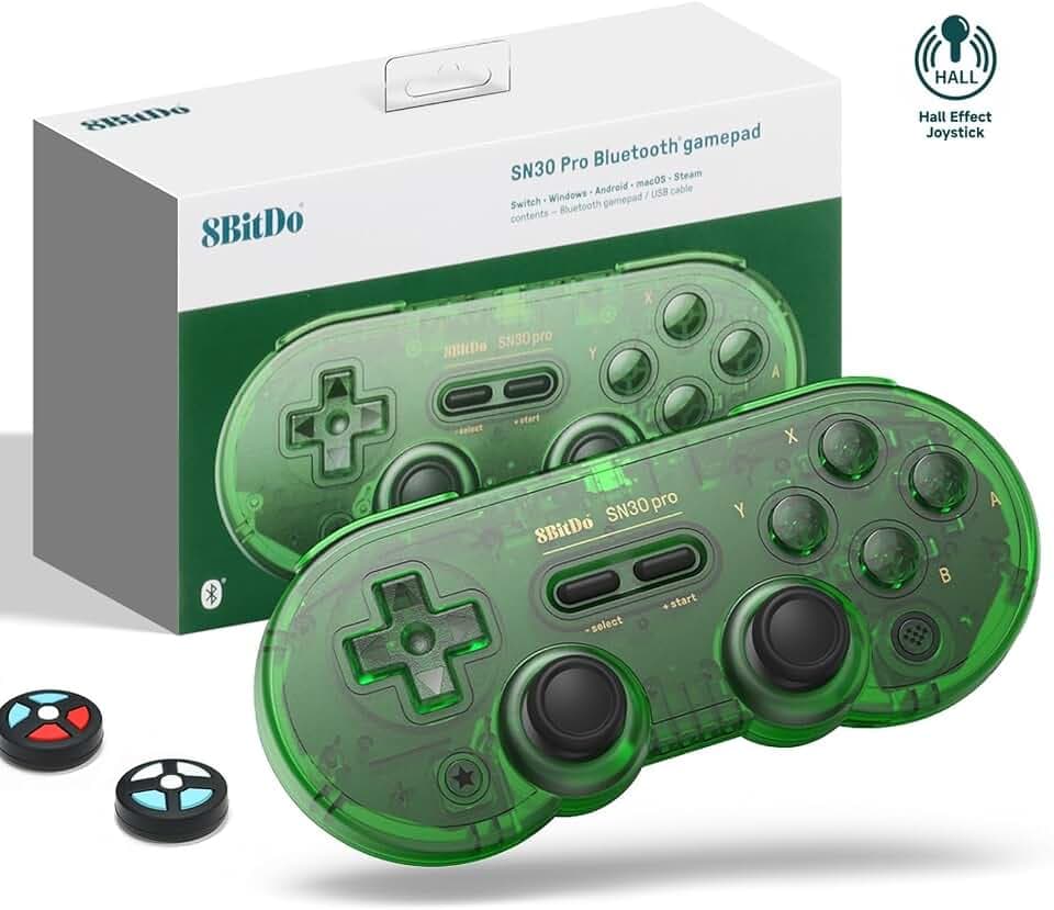 8Bitdo SN30 Pro Bluetooth Controller, Hall Effect Joystick (Jade Green)