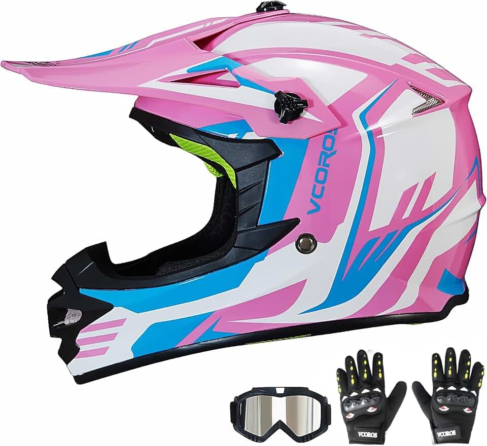 VCOROS Kids Dirt Bike Helmet M-001 DOT Approved Set with Goggles Gloves