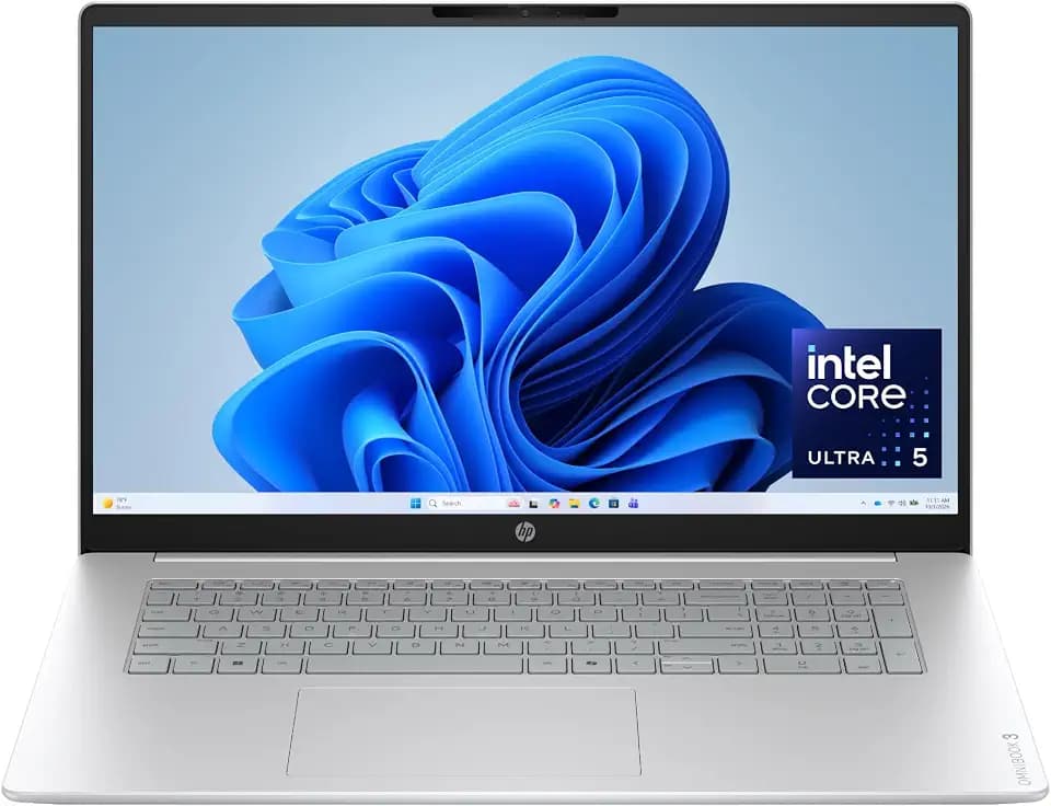 HP OmniBook 3 17.3 inch Laptop PC, FHD Display, Intel Core Ultra 5 225U, 8 GB RAM, 512 GB SSD, Intel Graphics, Windows 11 Home, Glacier Silver, 17-dg0099nr