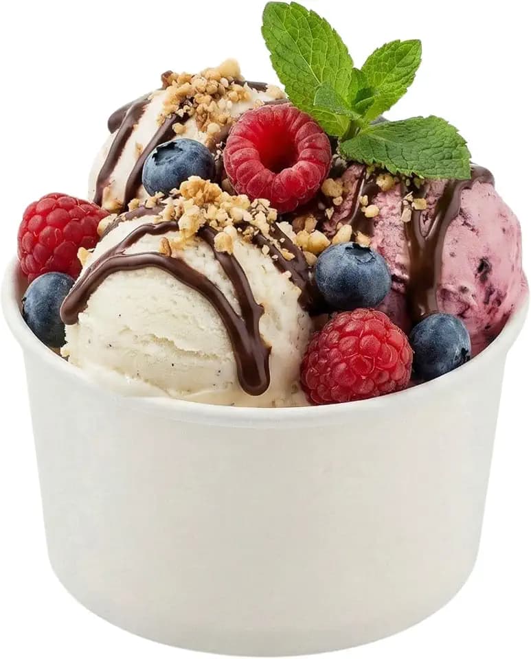 Coppetta 8-Ounce Dessert Cups, 50 Disposable Ice Cream Cups - Lids Sold Separately, Sturdy, White Paper Frozen Yogurt Bowls, For Hot And Cold Foods, Perfect For Gelato Or Mousse - Restaurantware