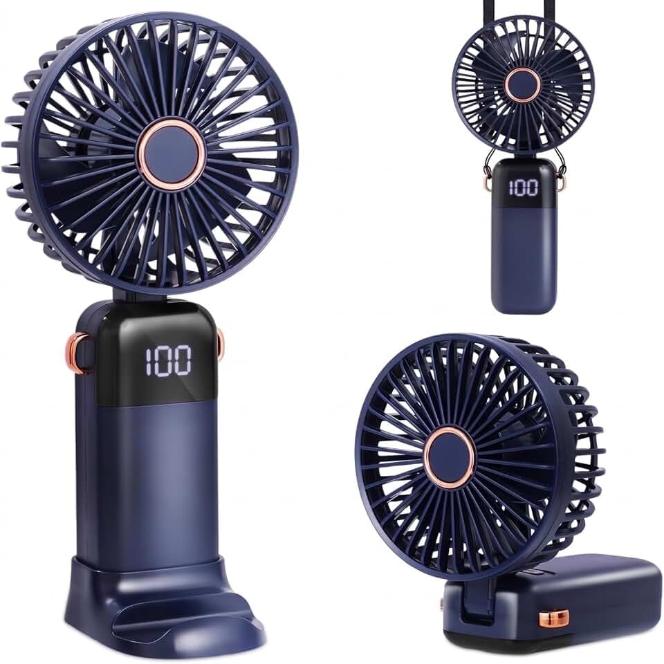 Mepham Handventilator – Tragbarer wiederaufladbarer Mini Taschenventilator, faltbarer USB Lüfter mit 5 Geschwindigkeitsstufen für Büro und Outdoor