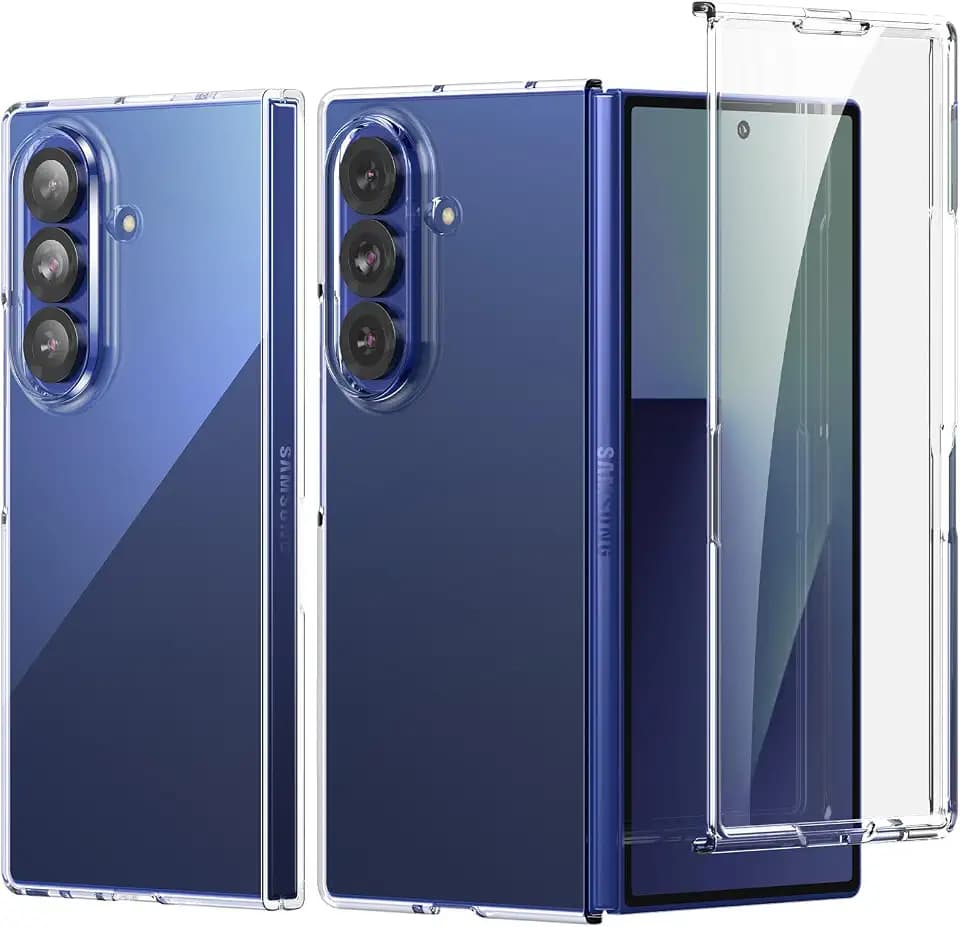 Foluu Clear Case for Samsung Galaxy Z Fold7 with Front Built-in Screen Protector - Scratch Resistant Hard PC Back Bumper Protective Shockproof Cover for Samsung Galaxy Z Fold 7 5G 2025
