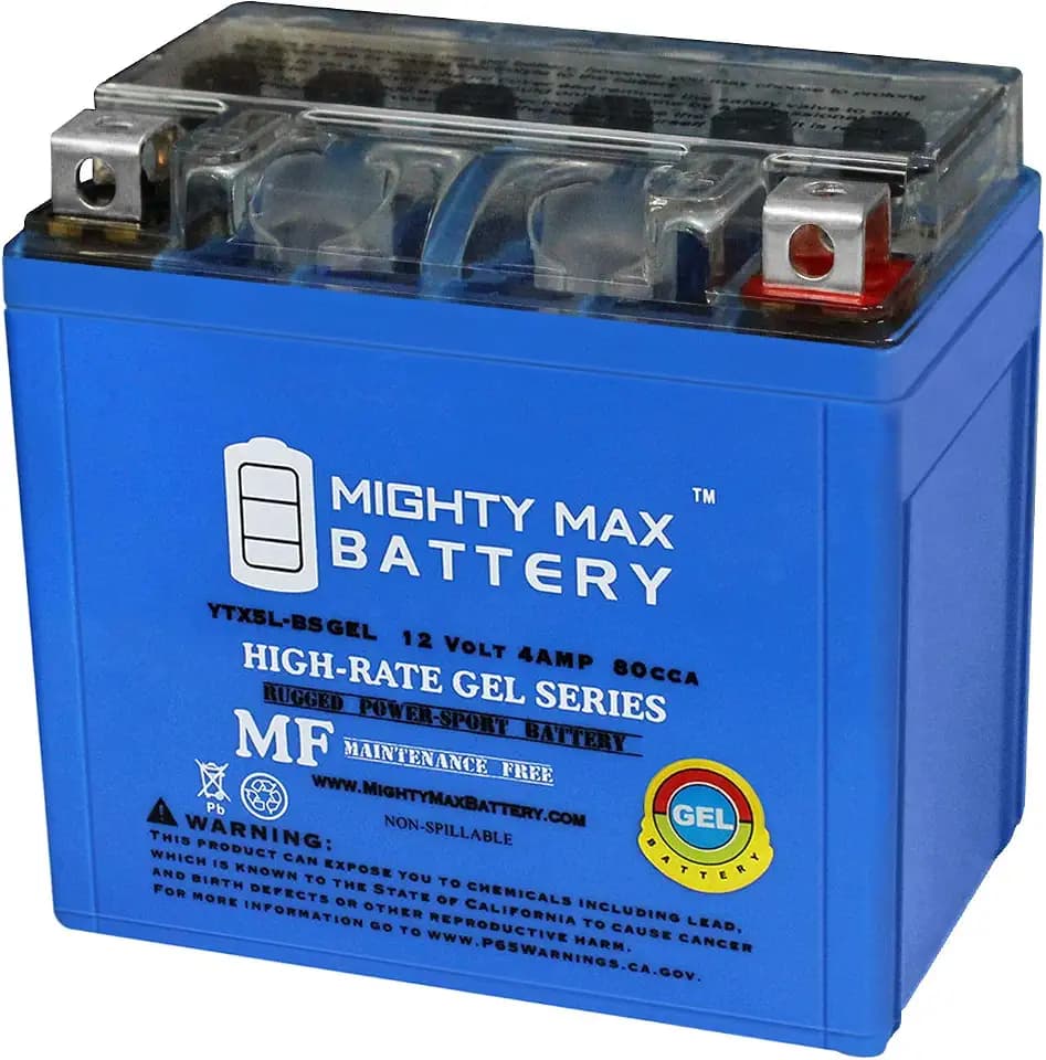 Mighty Max Battery YTX5L-BS GEL -12 Volt 4 AH, GEL Type, 80 CCA, Rechargeable Maintenance Free SLA AGM Motorcycle Battery