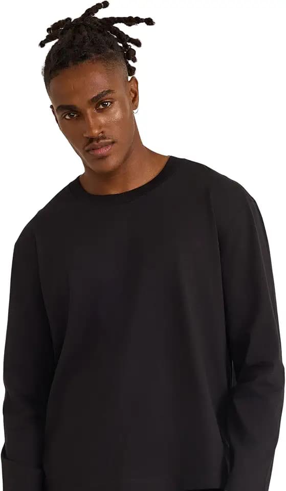 Organic Basics Men's True Heavy Cotton Boxy Fit Long Sleeve Tee Shirt